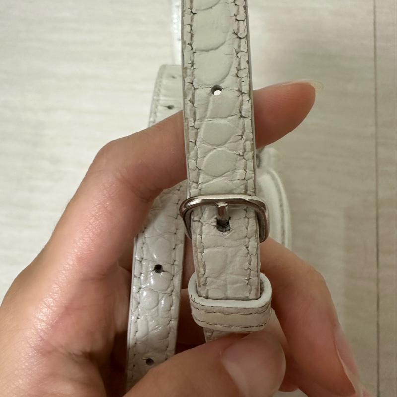 Balenciaga 巴黎世家 沙漏包xs 鱷魚皮 白-17