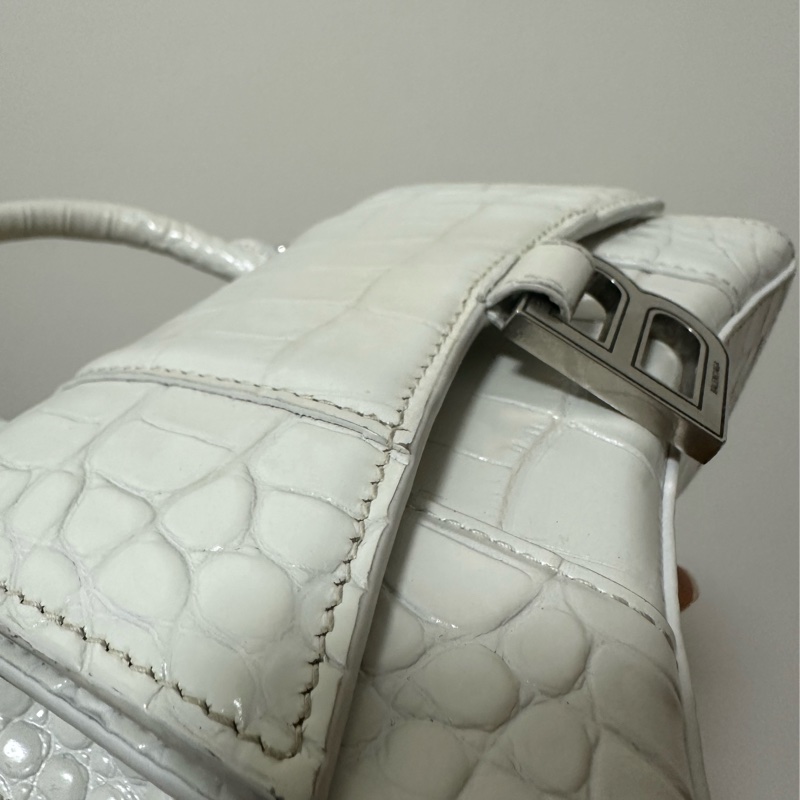 Balenciaga 巴黎世家 沙漏包xs 鱷魚皮 白-20