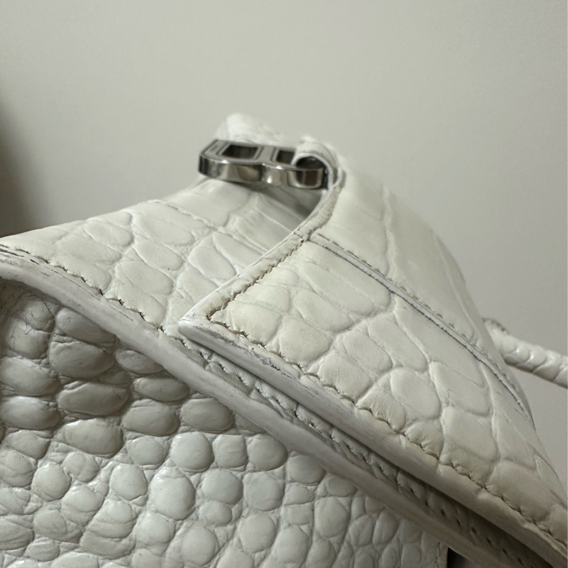 Balenciaga 巴黎世家 沙漏包xs 鱷魚皮 白-21
