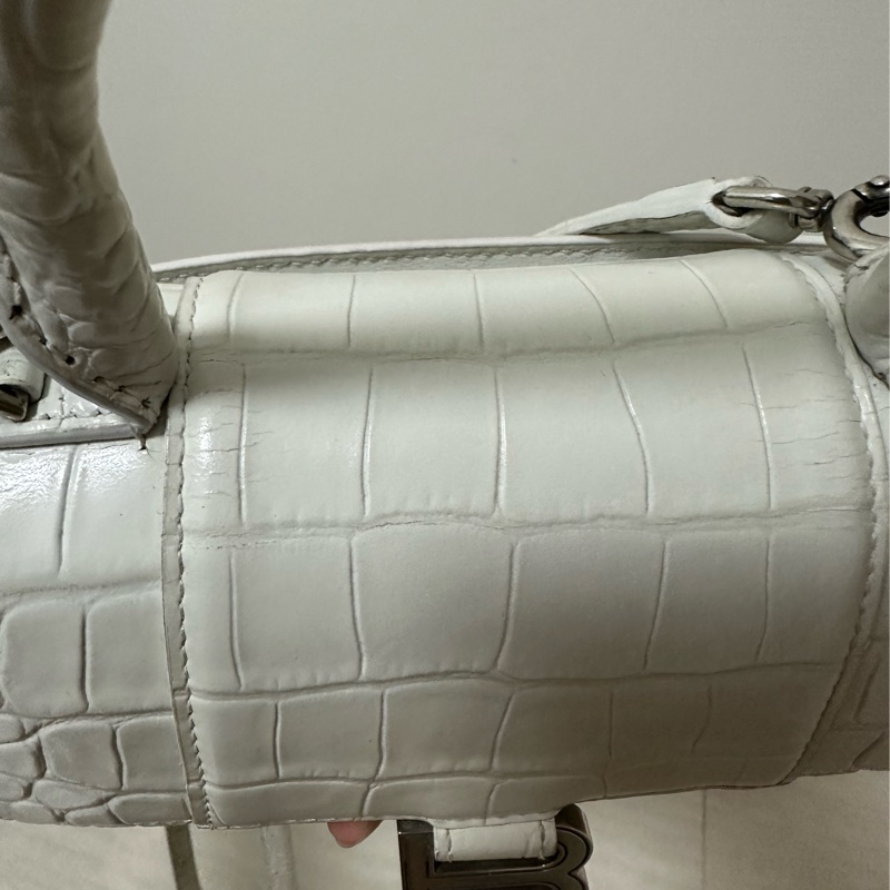 Balenciaga 巴黎世家 沙漏包xs 鱷魚皮 白-25