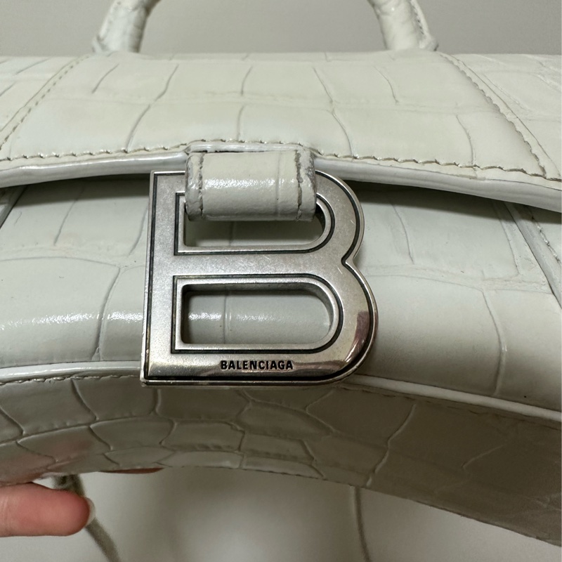 Balenciaga 巴黎世家 沙漏包xs 鱷魚皮 白-26