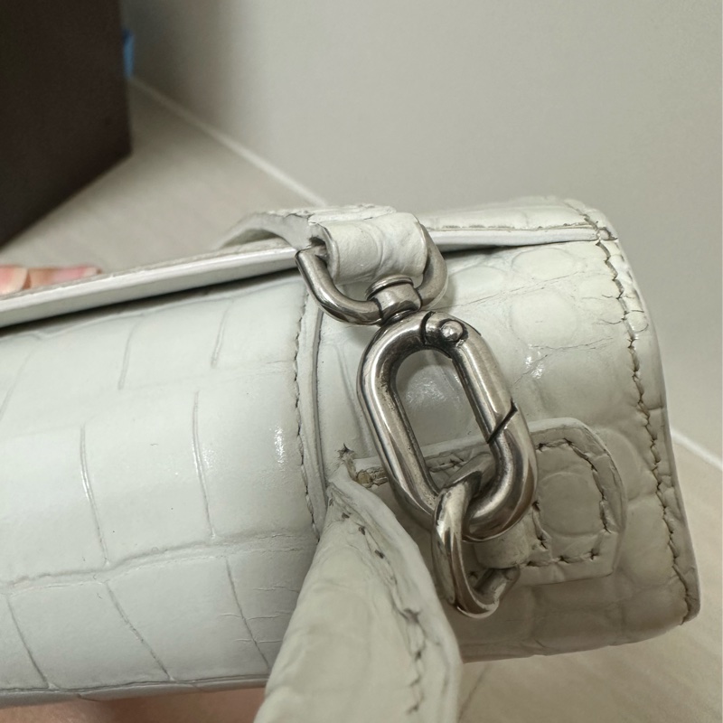 Balenciaga 巴黎世家 沙漏包xs 鱷魚皮 白-27
