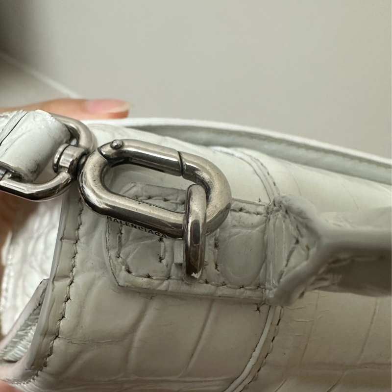 Balenciaga 巴黎世家 沙漏包xs 鱷魚皮 白-28