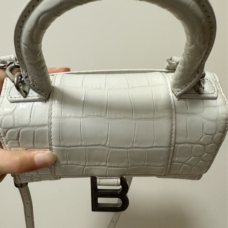 Balenciaga 巴黎世家 沙漏包xs 鱷魚皮 白-29
