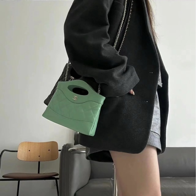 香奈兒Chanel 31bag nano 24c 青蘋果綠🍏🍏油蠟羊皮 金釦-2