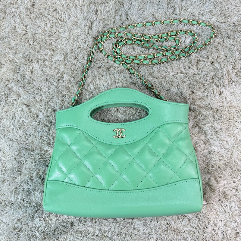 香奈兒Chanel 31bag nano 24c 青蘋果綠🍏🍏油蠟羊皮 金釦-5