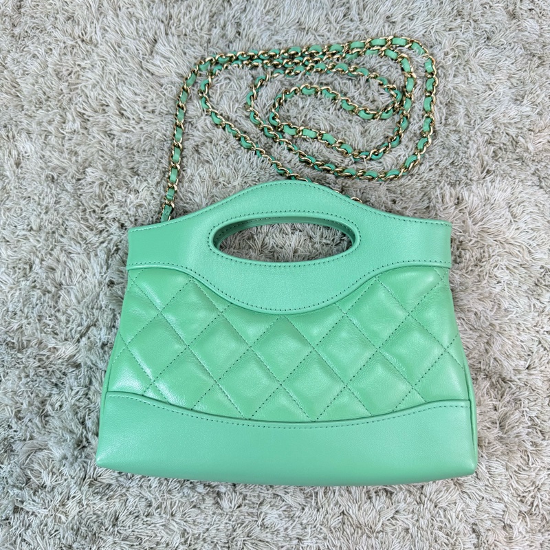 香奈兒Chanel 31bag nano 24c 青蘋果綠🍏🍏油蠟羊皮 金釦-6