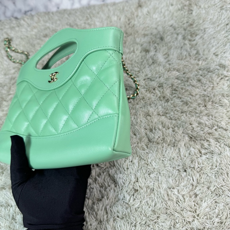 香奈兒Chanel 31bag nano 24c 青蘋果綠🍏🍏油蠟羊皮 金釦-9
