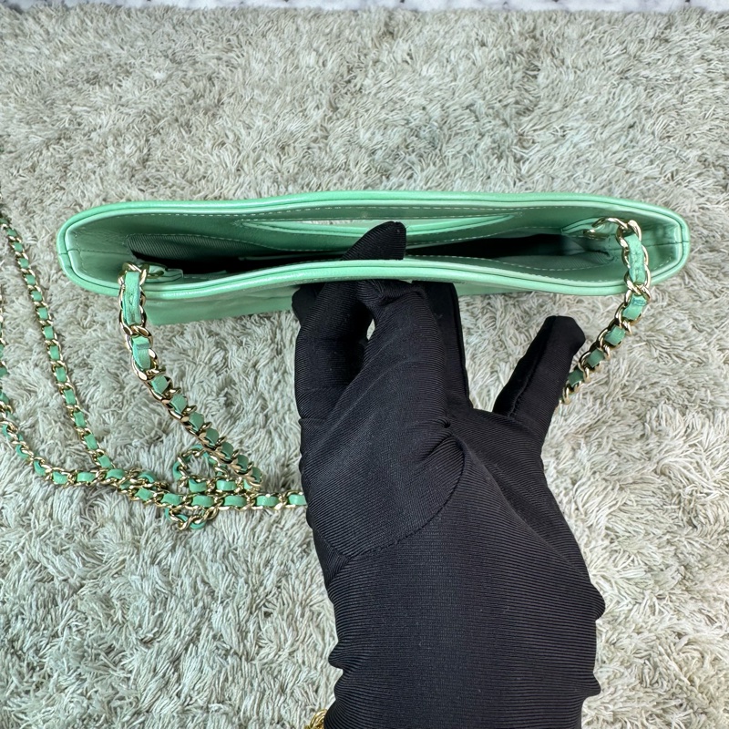 香奈兒Chanel 31bag nano 24c 青蘋果綠🍏🍏油蠟羊皮 金釦-16