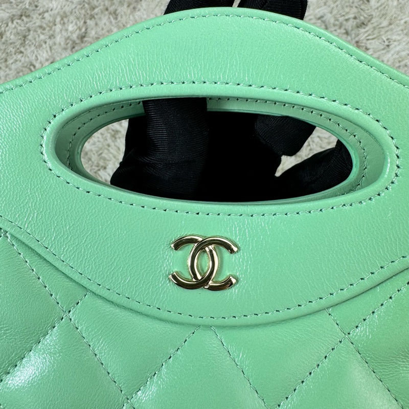 香奈兒Chanel 31bag nano 24c 青蘋果綠🍏🍏油蠟羊皮 金釦-17