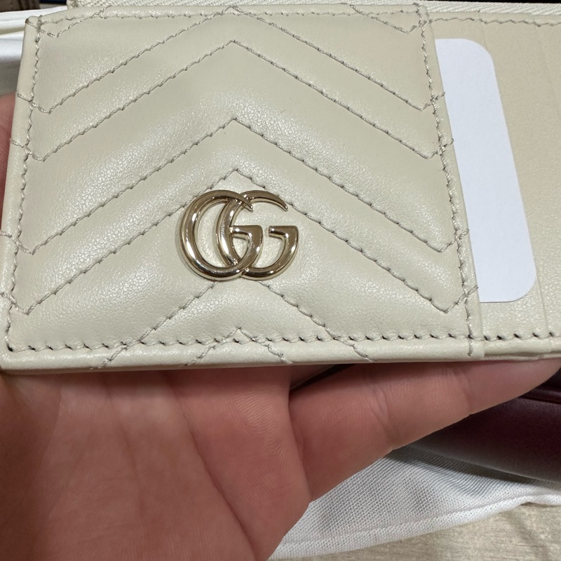 Gucci Marmont 馬夢 卡包 零錢/卡夾二合一 白色-2