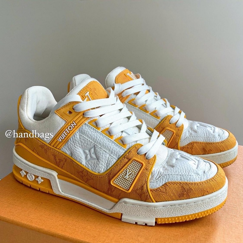 LV Trainer Sneaker 限量 黃色 牛仔 Logo 休閒鞋 運動鞋 UK5 1A9JG3-0