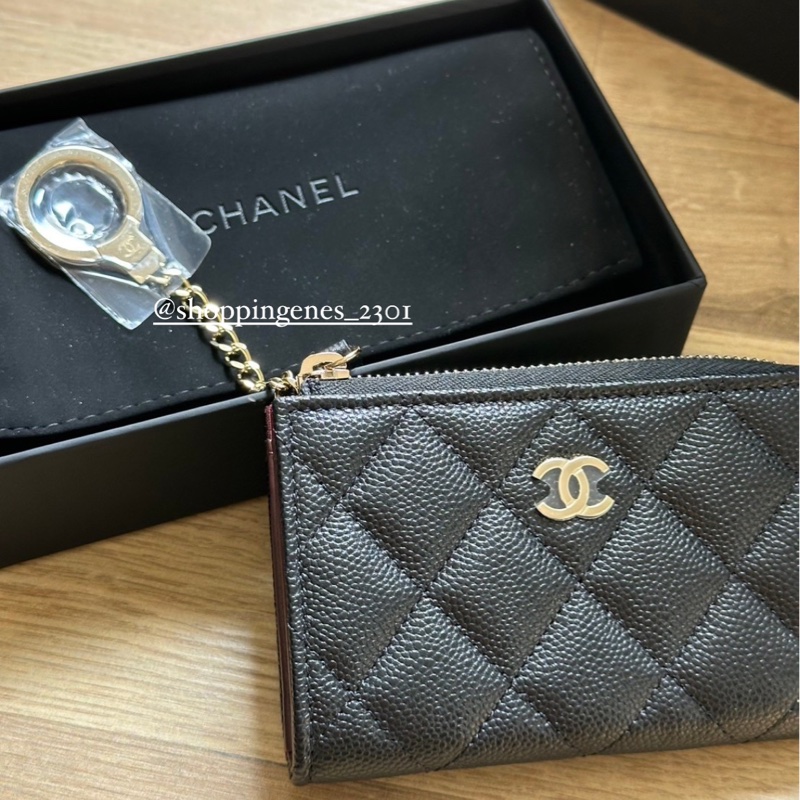 香奈兒 鑰匙圈零錢卡包 黑金 荔枝牛皮❗️尚未抵台-3