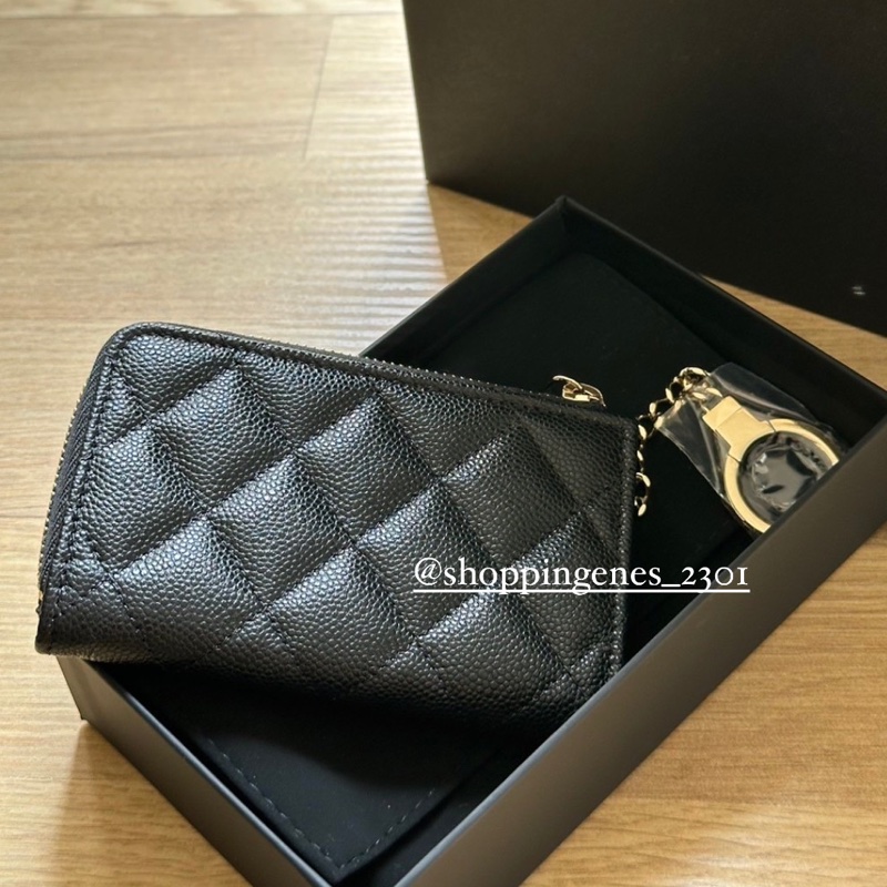 香奈兒 鑰匙圈零錢卡包 黑金 荔枝牛皮❗️尚未抵台-5