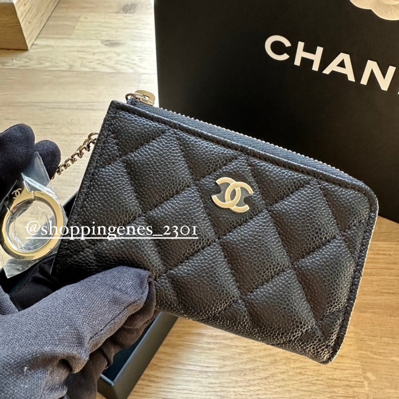 香奈兒 鑰匙圈零錢卡包 黑金 荔枝牛皮❗️尚未抵台-6