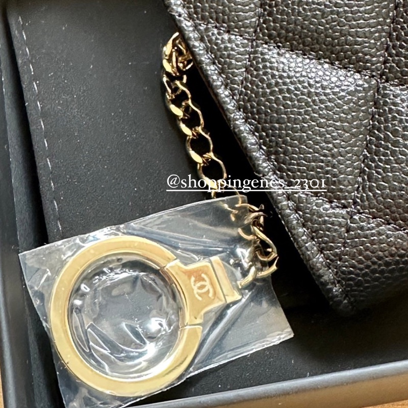 香奈兒 鑰匙圈零錢卡包 黑金 荔枝牛皮❗️尚未抵台-7