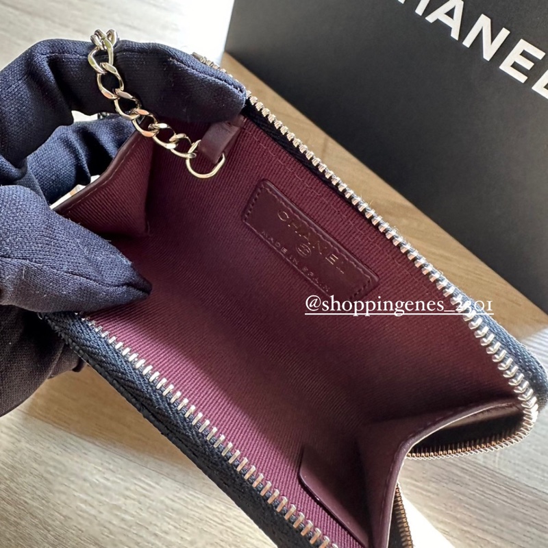 香奈兒 鑰匙圈零錢卡包 黑金 荔枝牛皮❗️尚未抵台-8