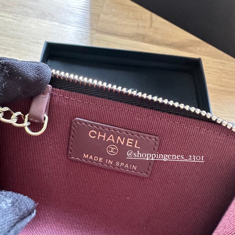 香奈兒 鑰匙圈零錢卡包 黑金 荔枝牛皮❗️尚未抵台-9