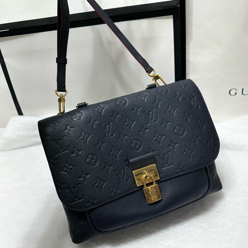 LV 鎖頭包 牛皮壓紋 荔枝牛皮 郵差包 肩背包 斜背包 手提包-3