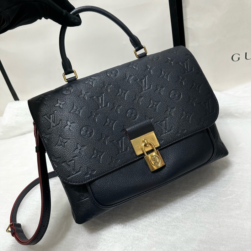 LV 鎖頭包 牛皮壓紋 荔枝牛皮 郵差包 肩背包 斜背包 手提包-9