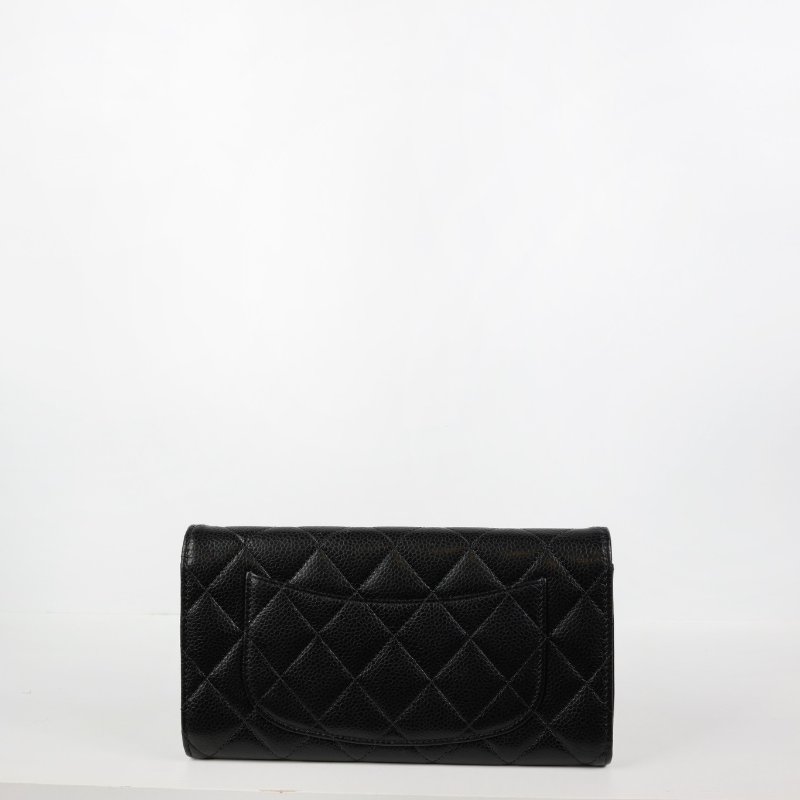 二手Chanel cf 荔枝牛長夾 淡金釦 晶片款-1