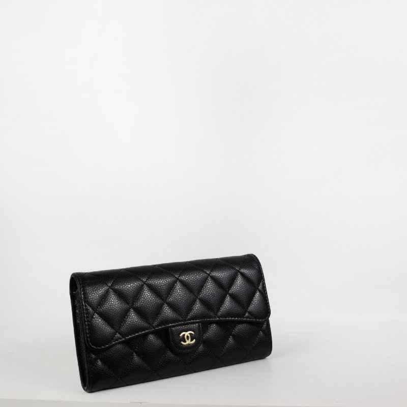 二手Chanel cf 荔枝牛長夾 淡金釦 晶片款-2