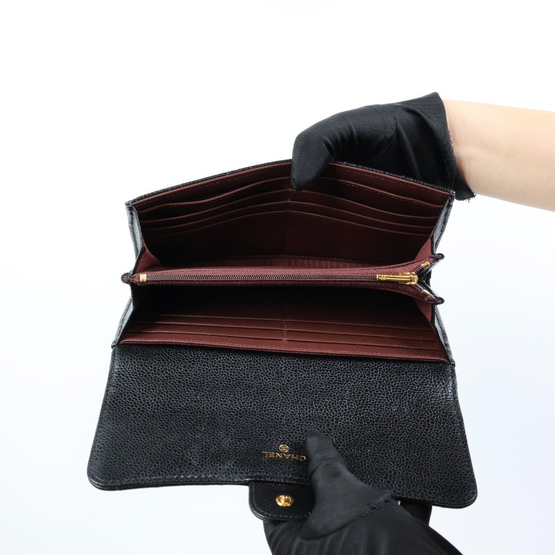 二手Chanel cf 荔枝牛長夾 淡金釦 晶片款-4