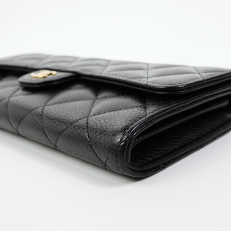 二手Chanel cf 荔枝牛長夾 淡金釦 晶片款-6