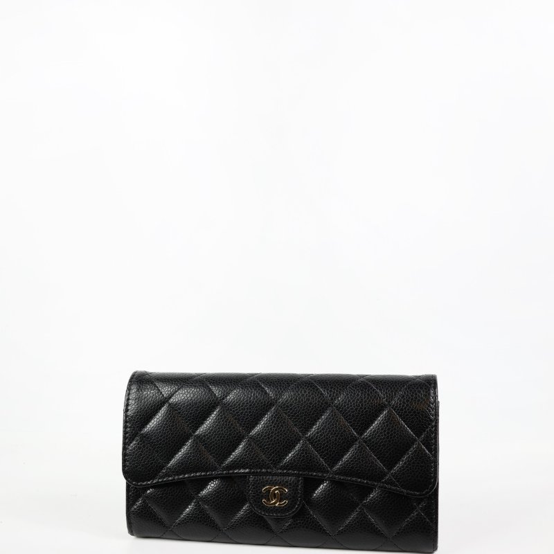 二手Chanel cf 荔枝牛長夾 淡金釦 晶片款-12