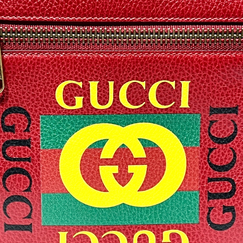 【美收精品】GUCCI 復古圖案小牛皮綠紅斜背包 88-757-2