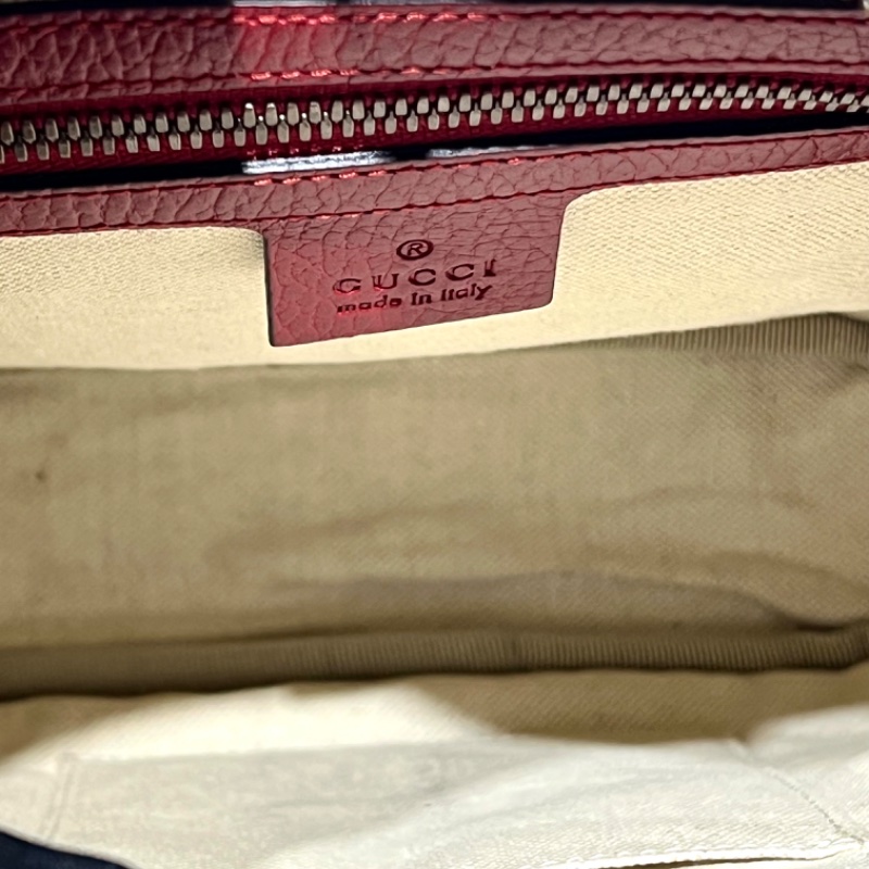 【美收精品】GUCCI 復古圖案小牛皮綠紅斜背包 88-757-3