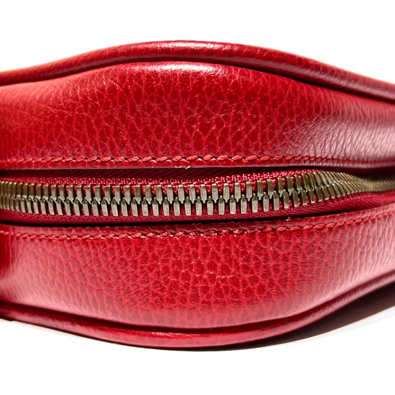 【美收精品】GUCCI 復古圖案小牛皮綠紅斜背包 88-757-4