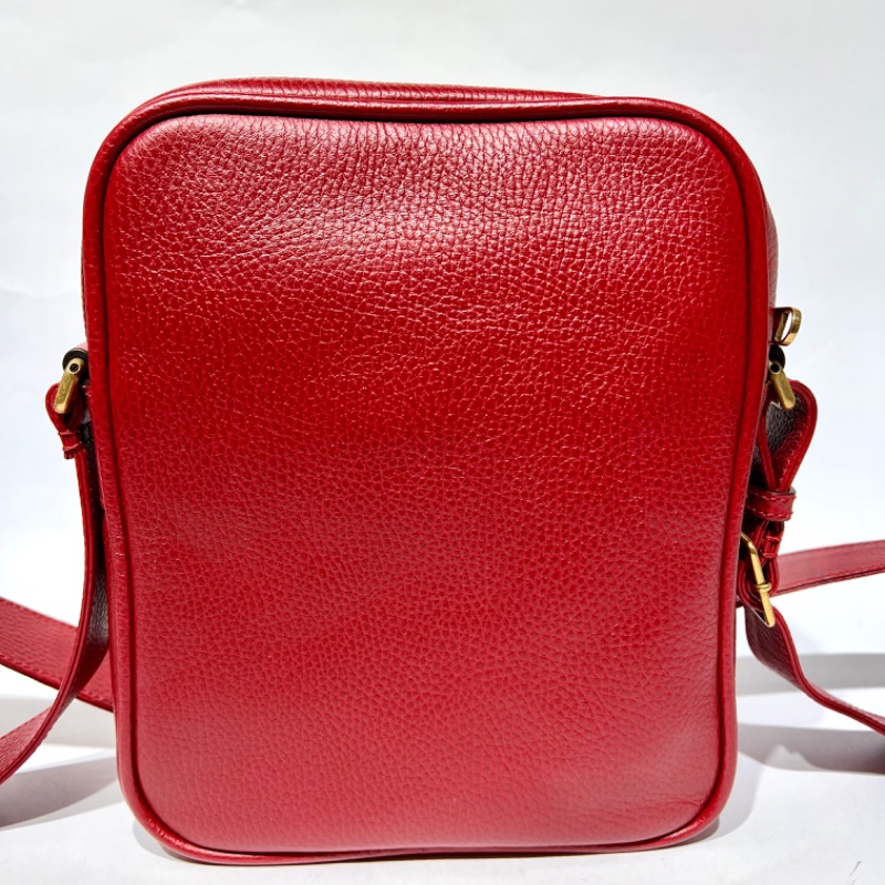 【美收精品】GUCCI 復古圖案小牛皮綠紅斜背包 88-757-8