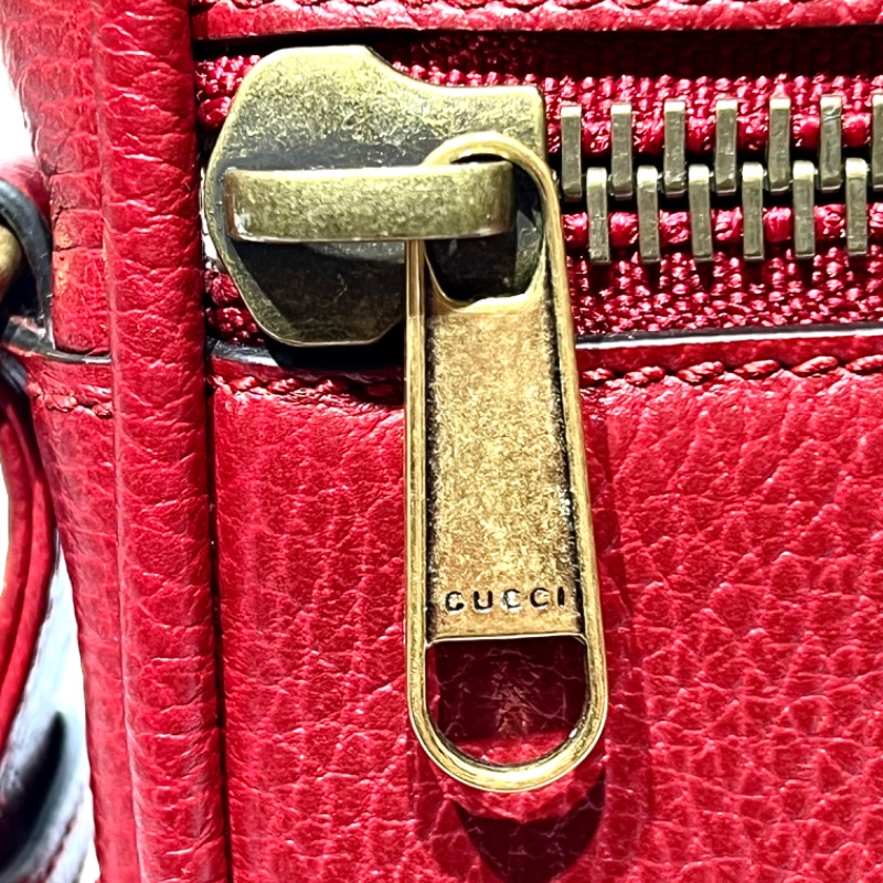 【美收精品】GUCCI 復古圖案小牛皮綠紅斜背包 88-757-15