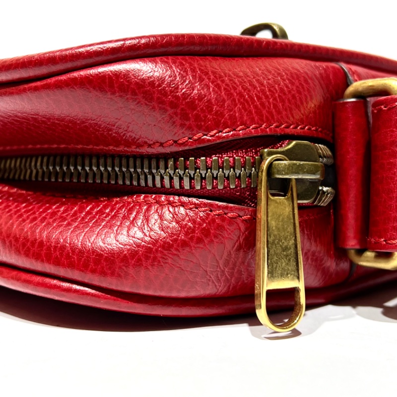 【美收精品】GUCCI 復古圖案小牛皮綠紅斜背包 88-757-17