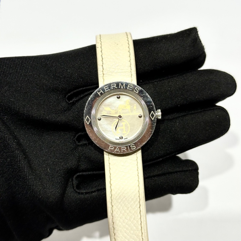 【美收精品】HERMES 女錶 米白色錶帶 88-789-8