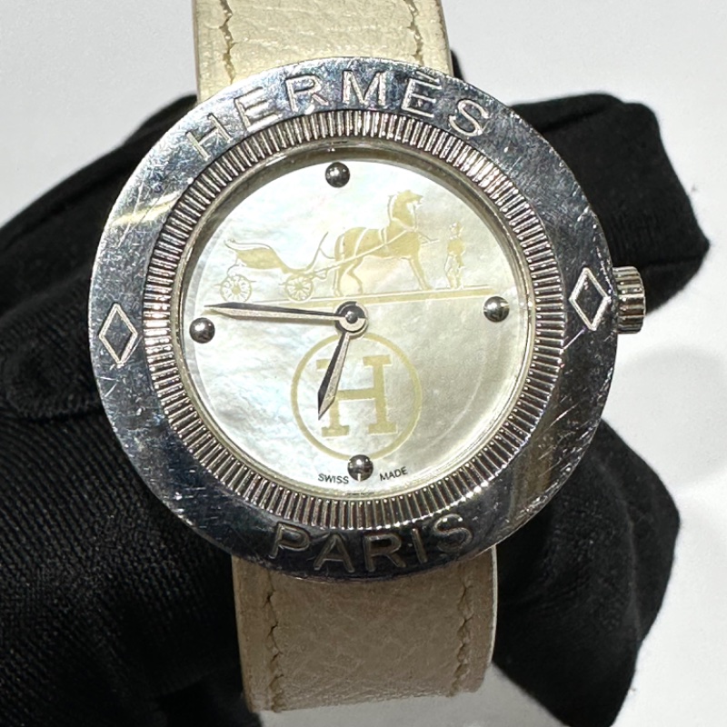 【美收精品】HERMES 女錶 米白色錶帶 88-789-9