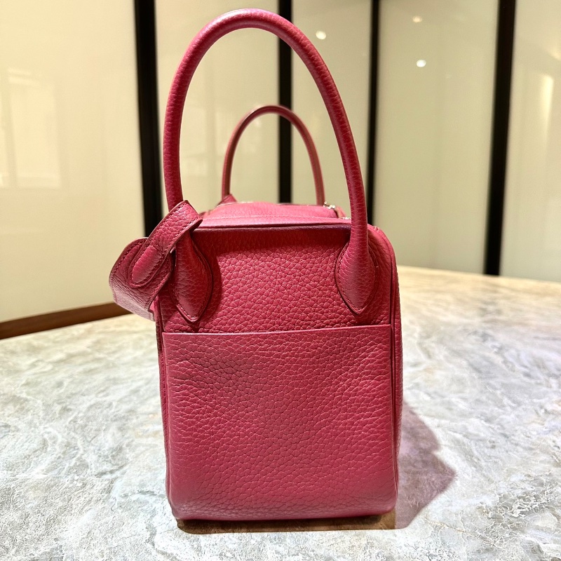 【美收精品】HERMES 愛馬仕 寶石紅色 TC牛皮 LINDY 30 肩背包 銀扣 98-48-5