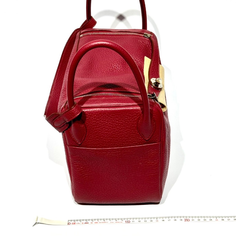 【美收精品】HERMES 愛馬仕 寶石紅色 TC牛皮 LINDY 30 肩背包 銀扣 98-48-17