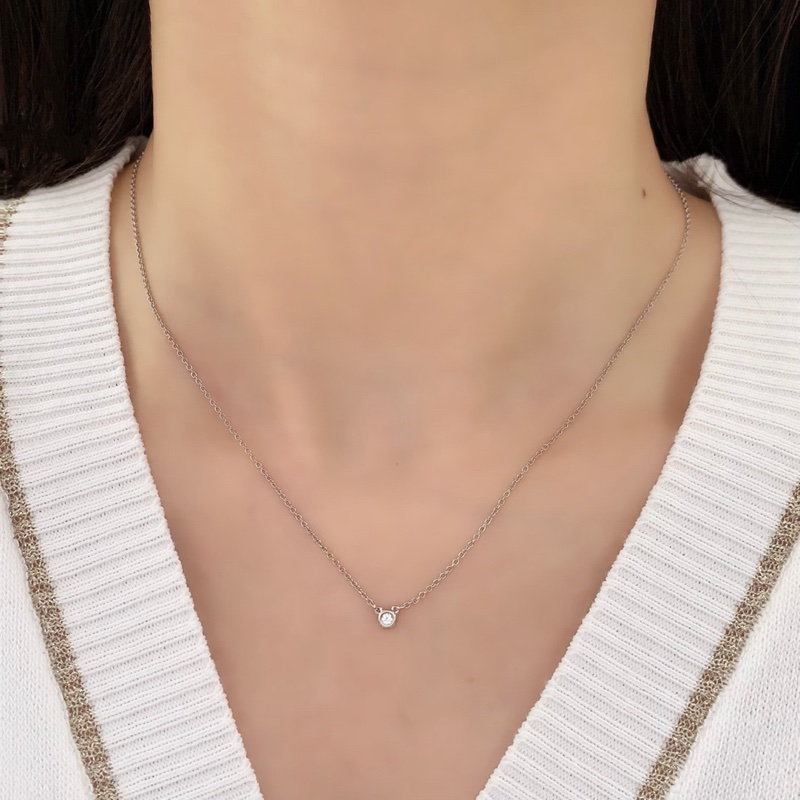 Tiffany & co 純銀單鑽項鍊-1