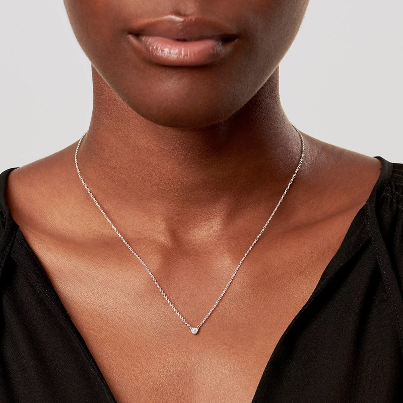 Tiffany & co 純銀單鑽項鍊-2