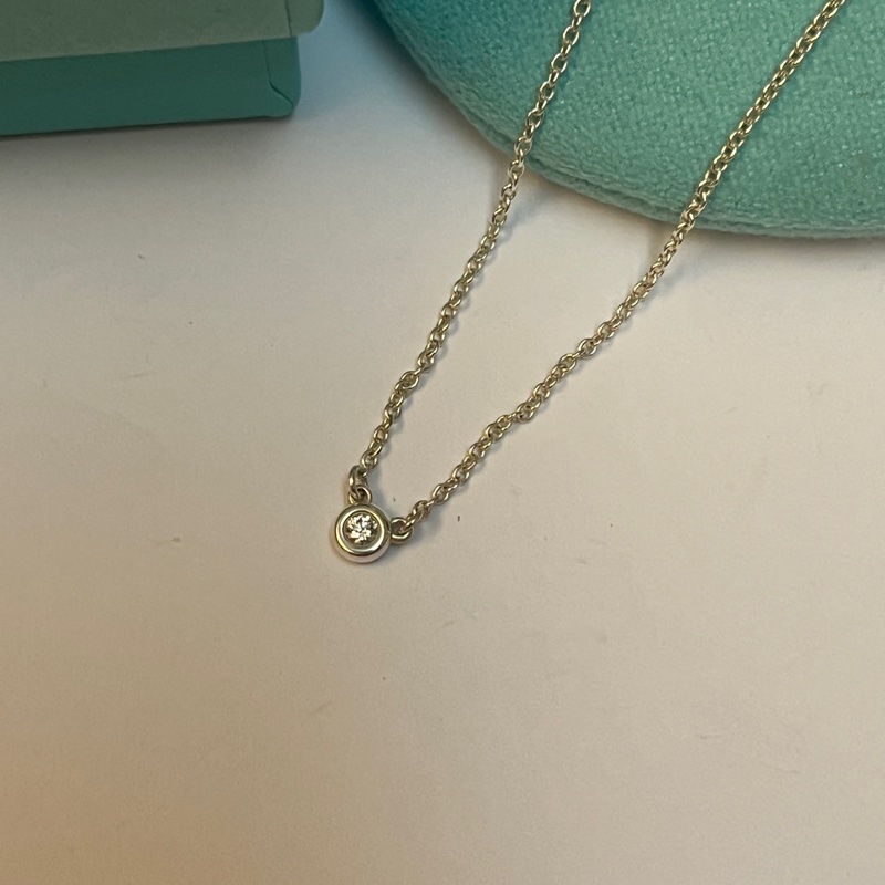 Tiffany & co 純銀單鑽項鍊-5