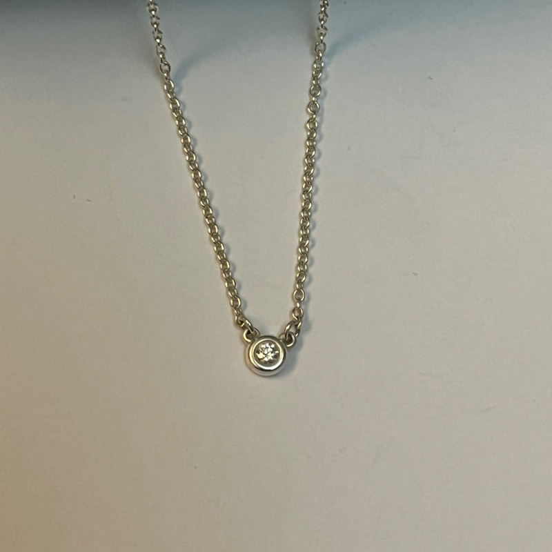Tiffany & co 純銀單鑽項鍊-9