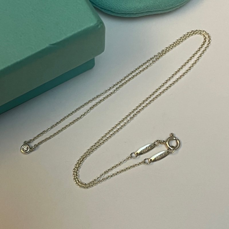 Tiffany & co 純銀單鑽項鍊-10