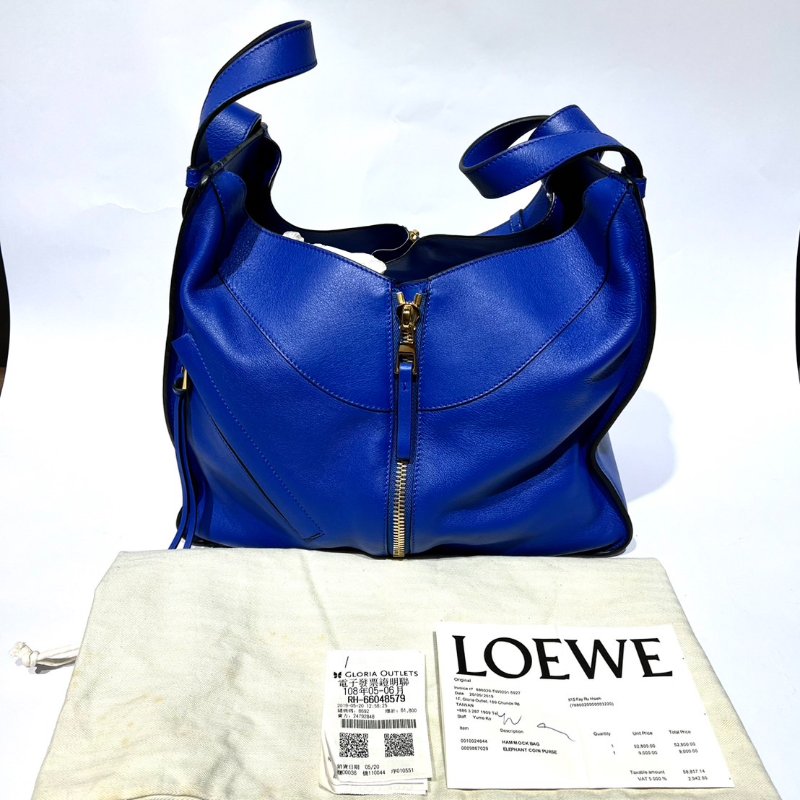 【美收精品】Loewe Loewe Anagram hmmock肩带皮革蓝色 88-759-15