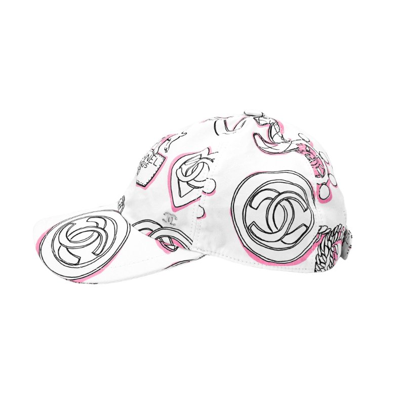 Chanel 塗鴨棉布棒球帽(白/粉)-1