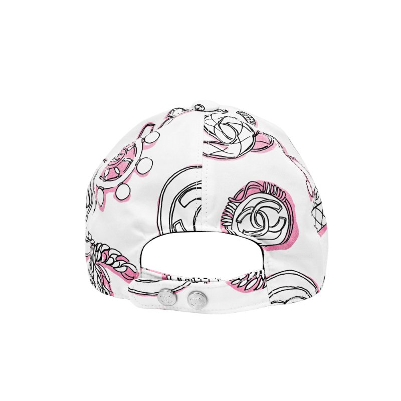 Chanel 塗鴨棉布棒球帽(白/粉)-2