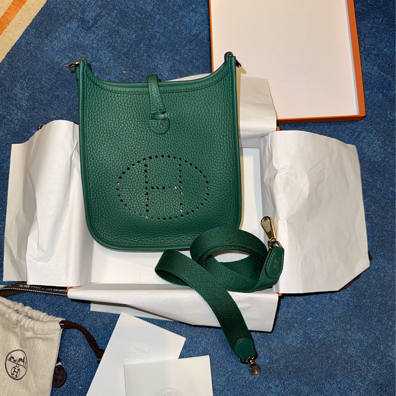售出-Hermes mini evelyne 全新 中綠色 vert moyen-6