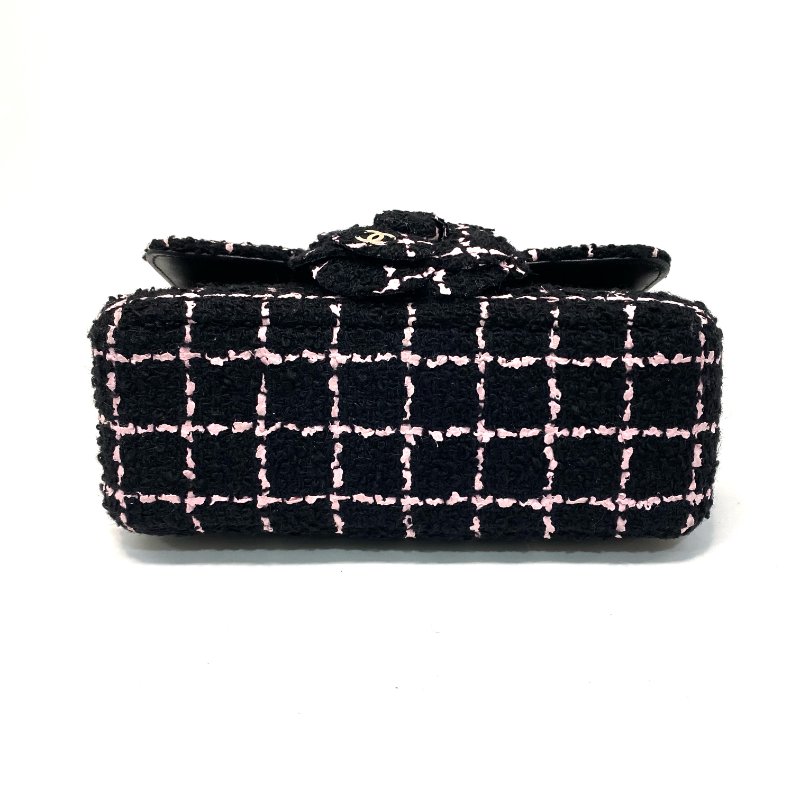 △ Chanel 香奈兒 Black Pink Tweed Check Gold-tone Metal Chain Flap Bag 黑粉色斜紋軟呢格紋金色金屬鏈條肩揹袋 AA9215 - 247015003-6