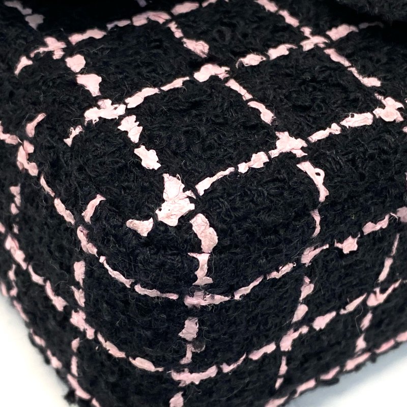 △ Chanel 香奈兒 Black Pink Tweed Check Gold-tone Metal Chain Flap Bag 黑粉色斜紋軟呢格紋金色金屬鏈條肩揹袋 AA9215 - 247015003-7